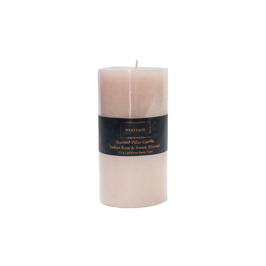 Heritage Pillar Candle - Indian Rose & Sweet Almond