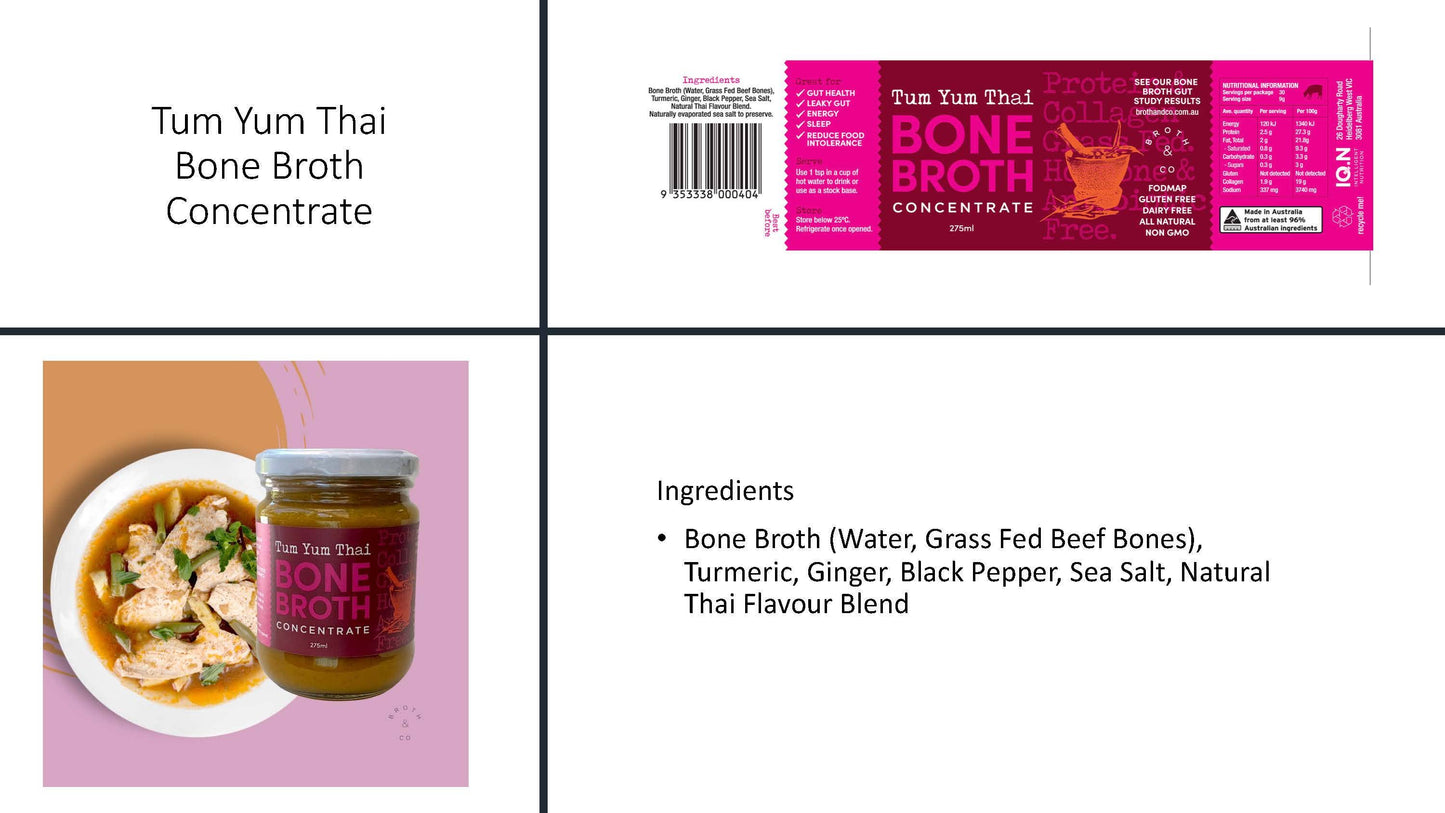 Bone Broth Concentrate Tum Yum Thai 275g - Pasture Raised