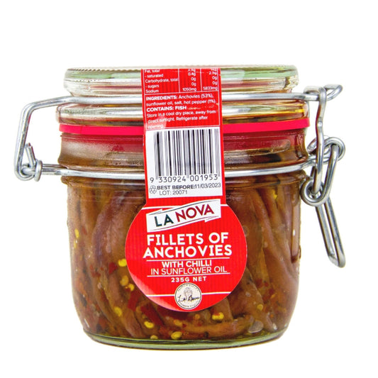 La Nova Fillets of Anchovies 235g Chilli