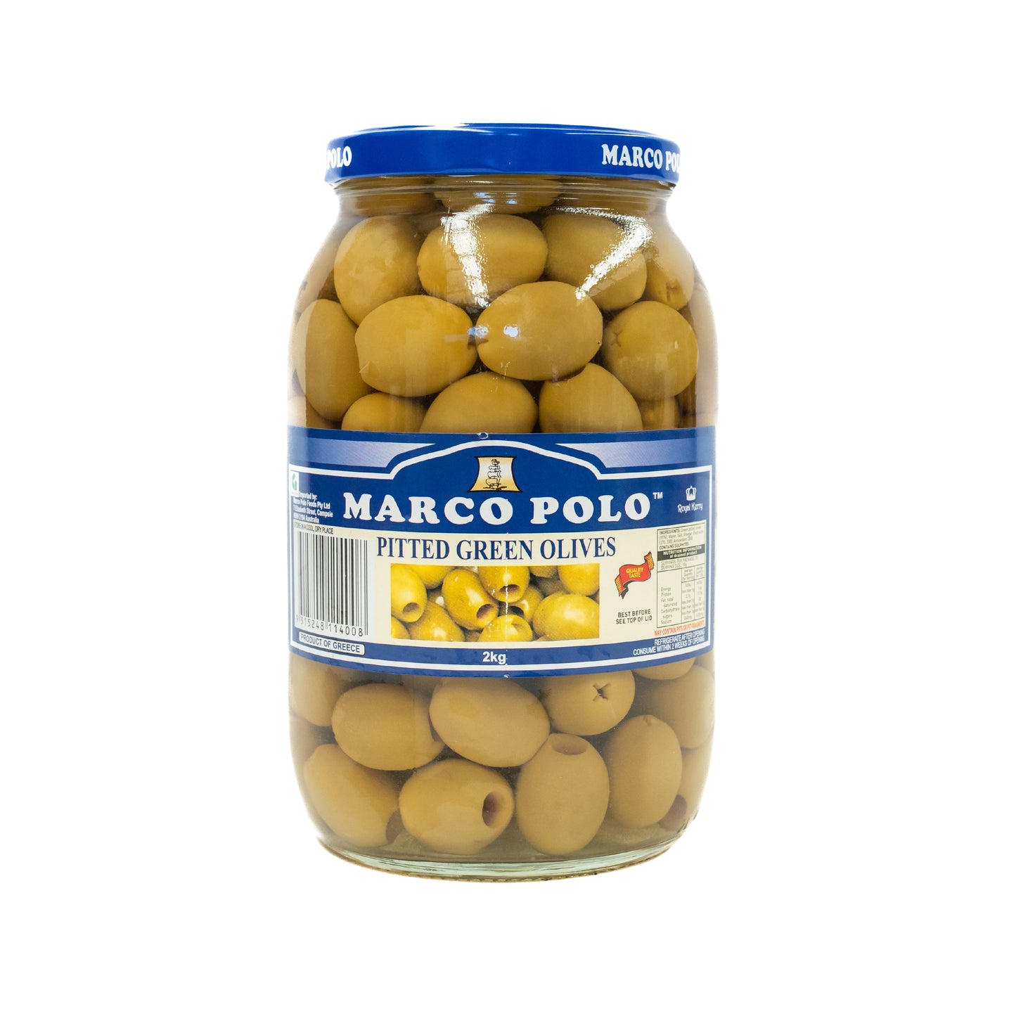 Marco Polo Green Pitted Olives 2kgs